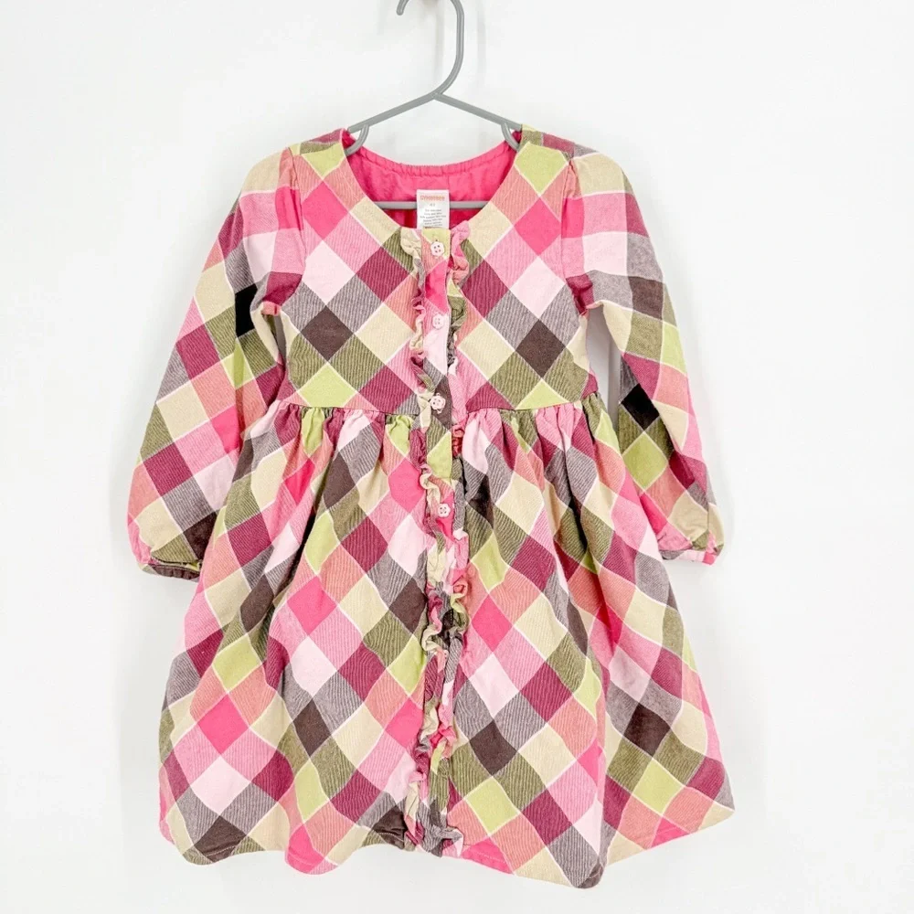 Gymboree Pink and Brown Puff Sleeve Dress
